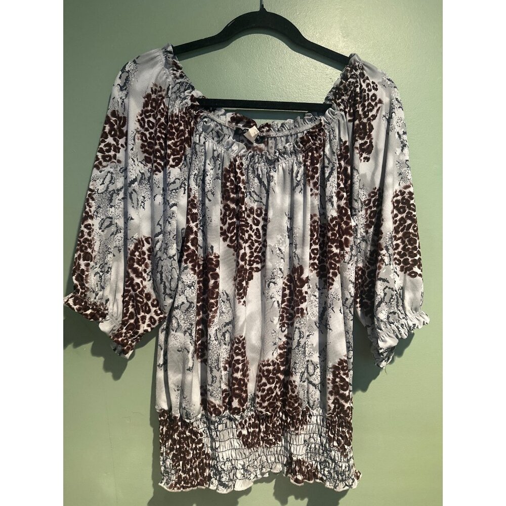 Jonden Women XL Smocked Waist Top USA Made Stretch Boho Casual Blouse classic